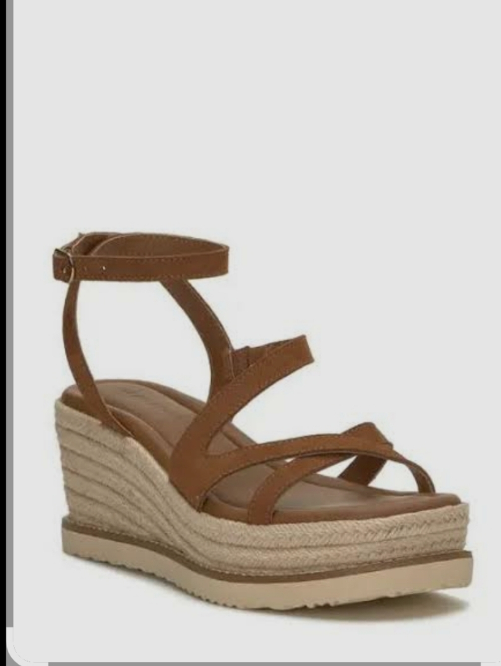 Lucky Brand Carolie Leather Espadrille Wedge Sandals with Ankle Strap, Size 10